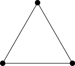 Three vertices connected into a equilateral triangle.