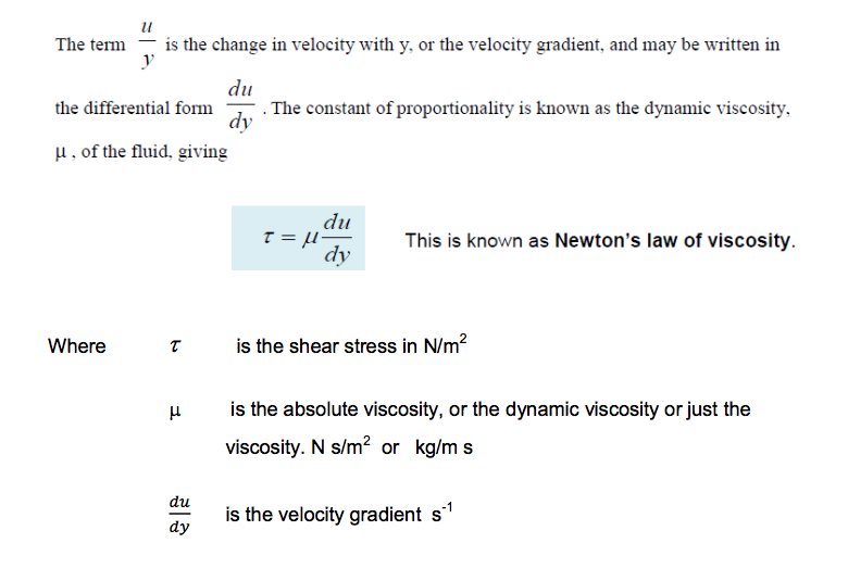 image showing calculation using Newton's law of viscosity