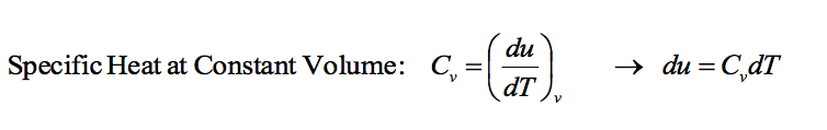 math example of specific heat at constant volume