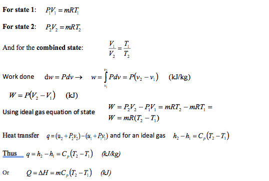 math representation of an ideal gas process