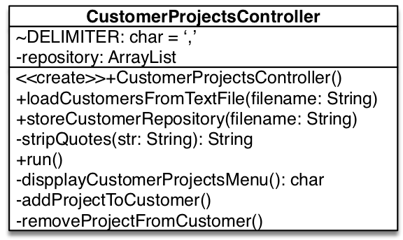 CustomerProjectController screenshot