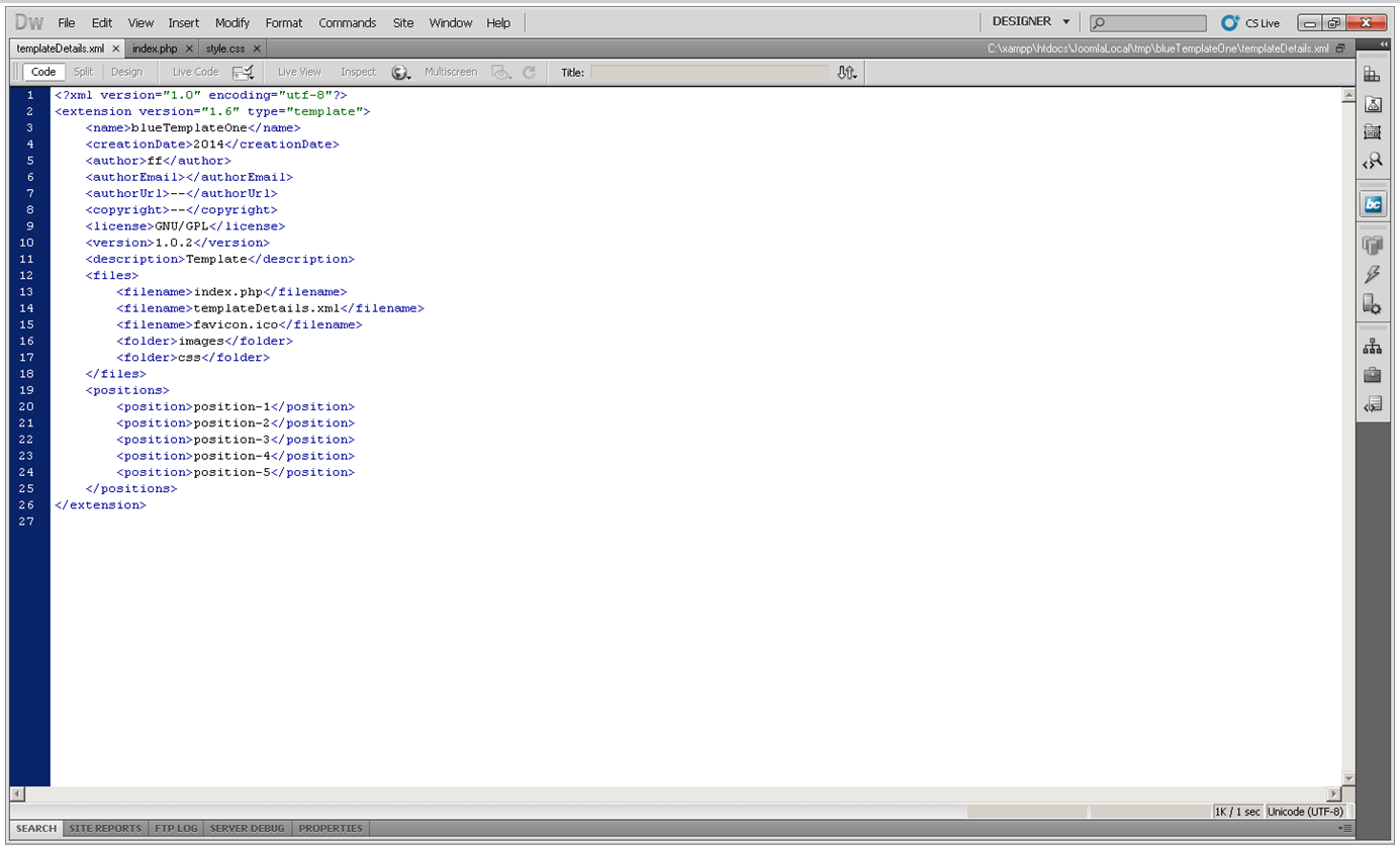 XML Document Screenshot