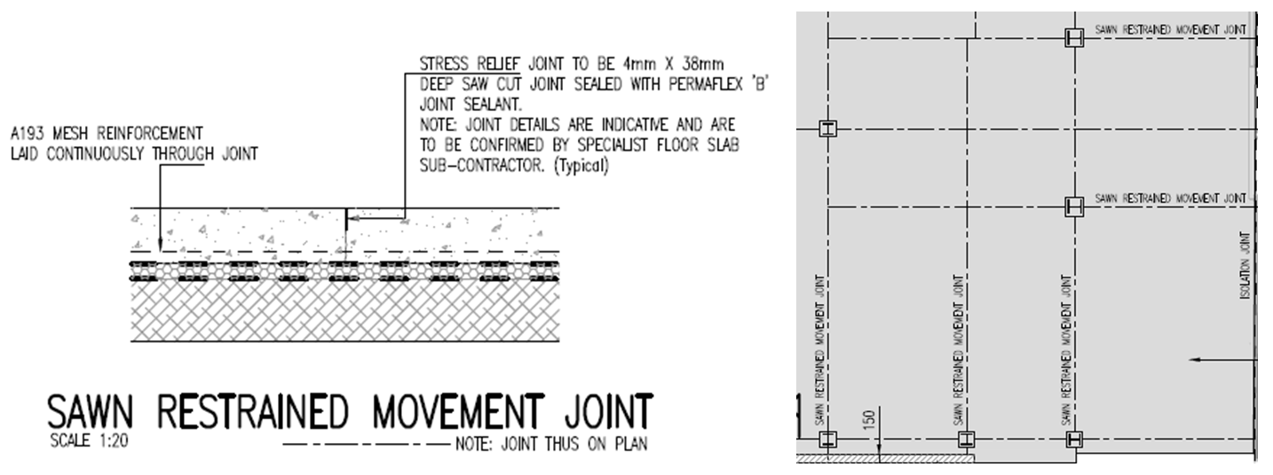 Saw restarined movement joint detail