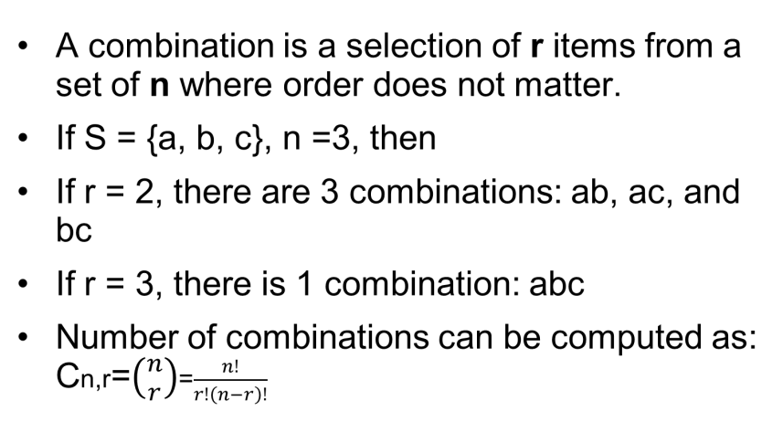 combinations: simple example and formula