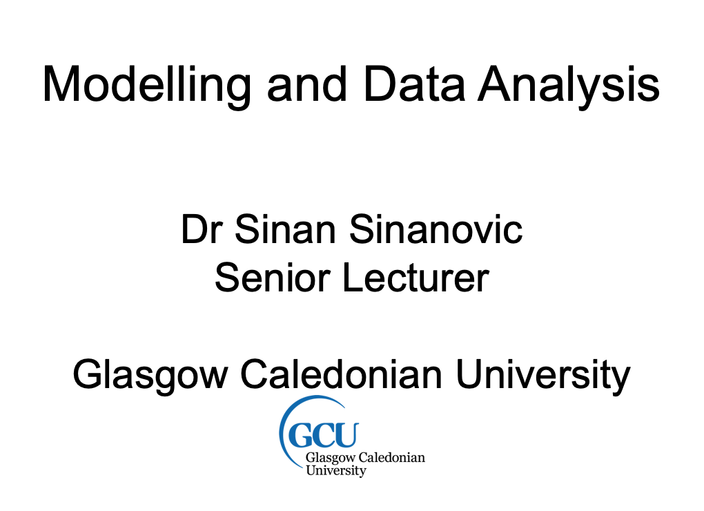 week 6 introduction to Modelling and Data Analysis