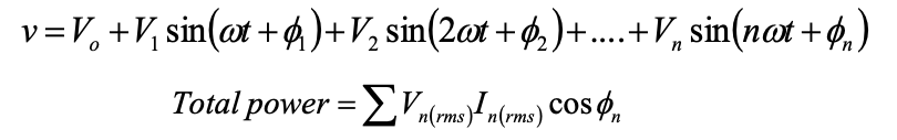 maths equation of harmonic signal power generation