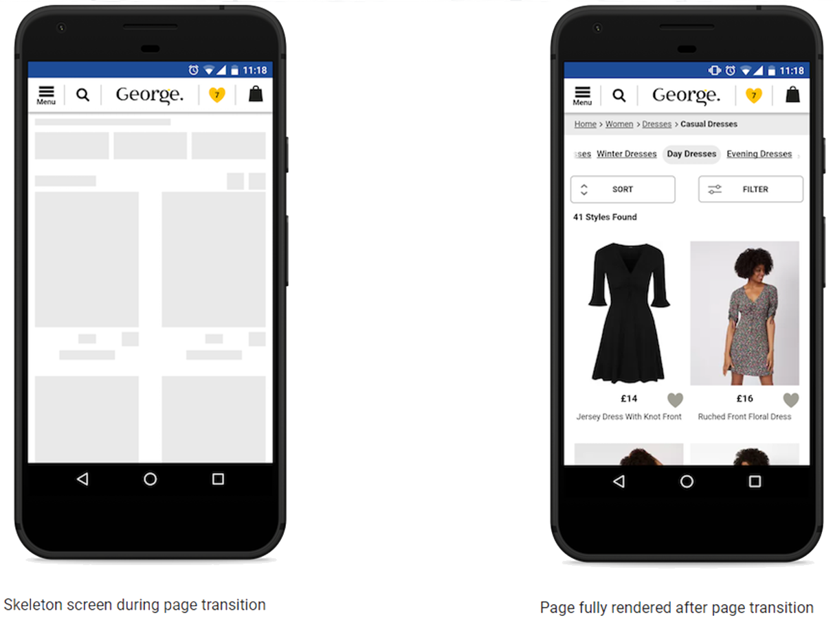An Example George Website on Mobile Phone Screenshots