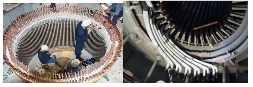 Figure 2 Stator winding and end-winding in a large AC generator