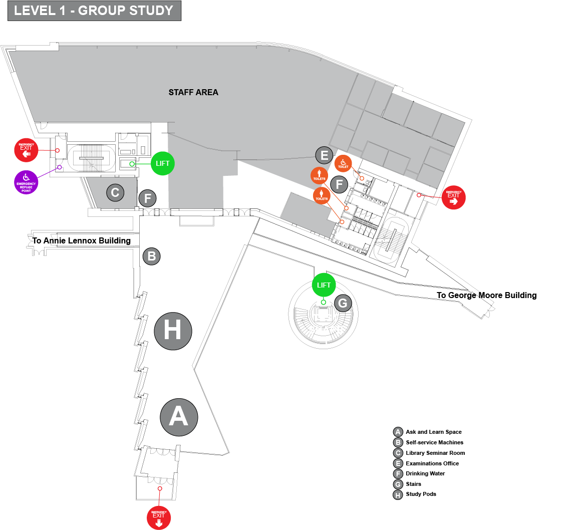 Image of library floor plan level 1